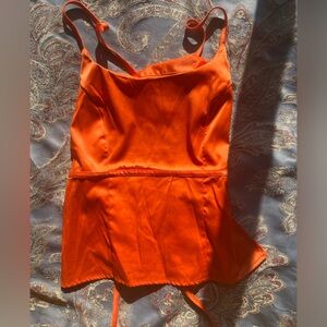 Mirror brand satin backless tie top, size small